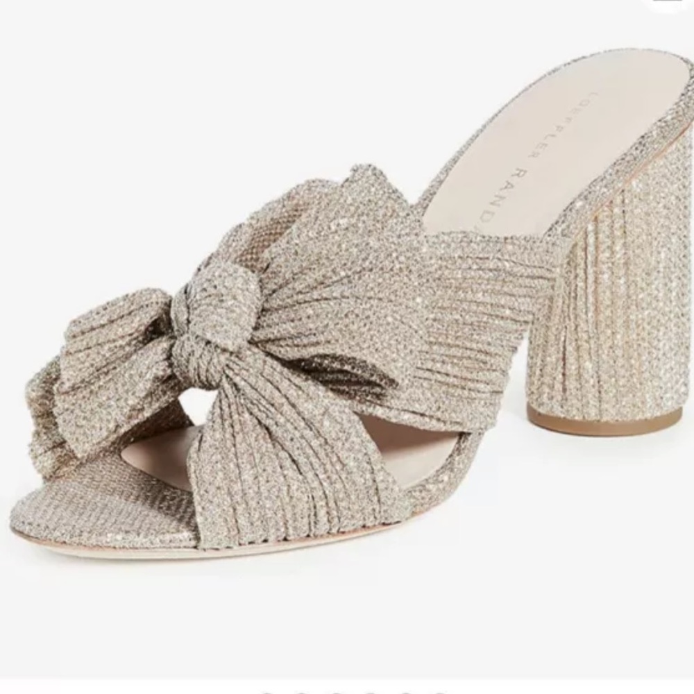 🦋NWOT Loeffler Randall penny silver gold platinum heels 8.5